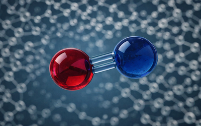3D illustration of a nitric oxide (NO) molecule showing nitrogen and oxygen atoms, representing nitric oxide’s role in circulation, cardiovascular health, blood flow, and cellular signaling.