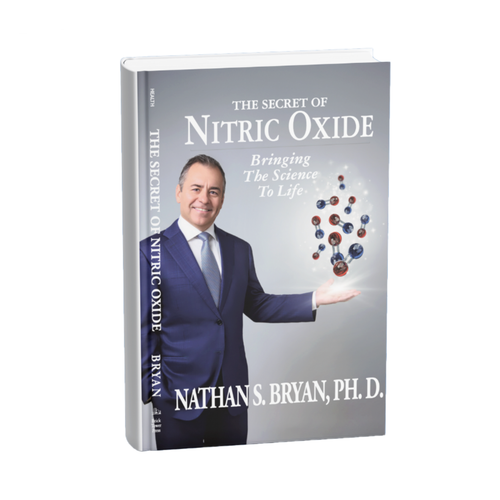 Book titled 'The Secret of Nitric Oxide' by Nathan S. Bryan, Ph.D. on a white background