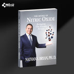 Book titled 'The Secret of Nitric Oxide' by Nathan S. Bryan, Ph.D. on a dark background