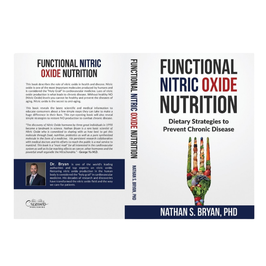 Front and Back book cover of 'Functional Nitric Oxide Nutrition' by Nathan S. Bryan, PhD on a white background.