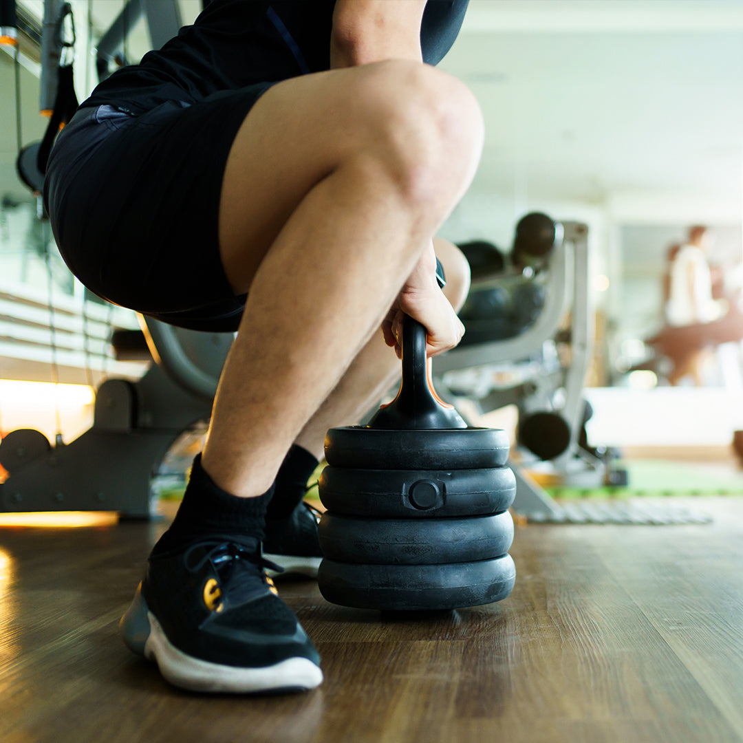 Man doing a weight training exercise