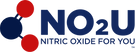Logo of NO2U with a molecular structure and text 'Nitric Oxide for You'.