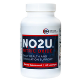 Bottle of N.O.2U Nitric Oxide supplement on a white background