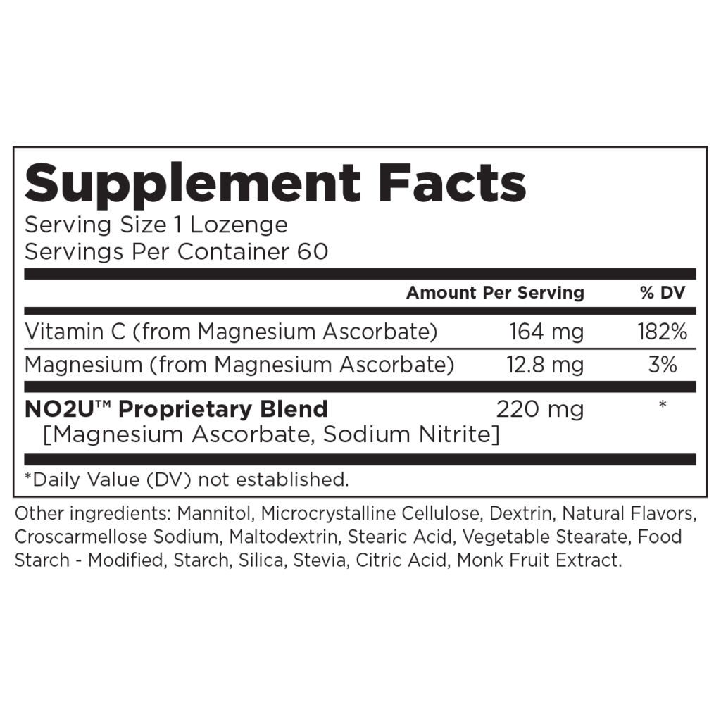 NO2U Nitric Oxide Lozenge Supplement Facts